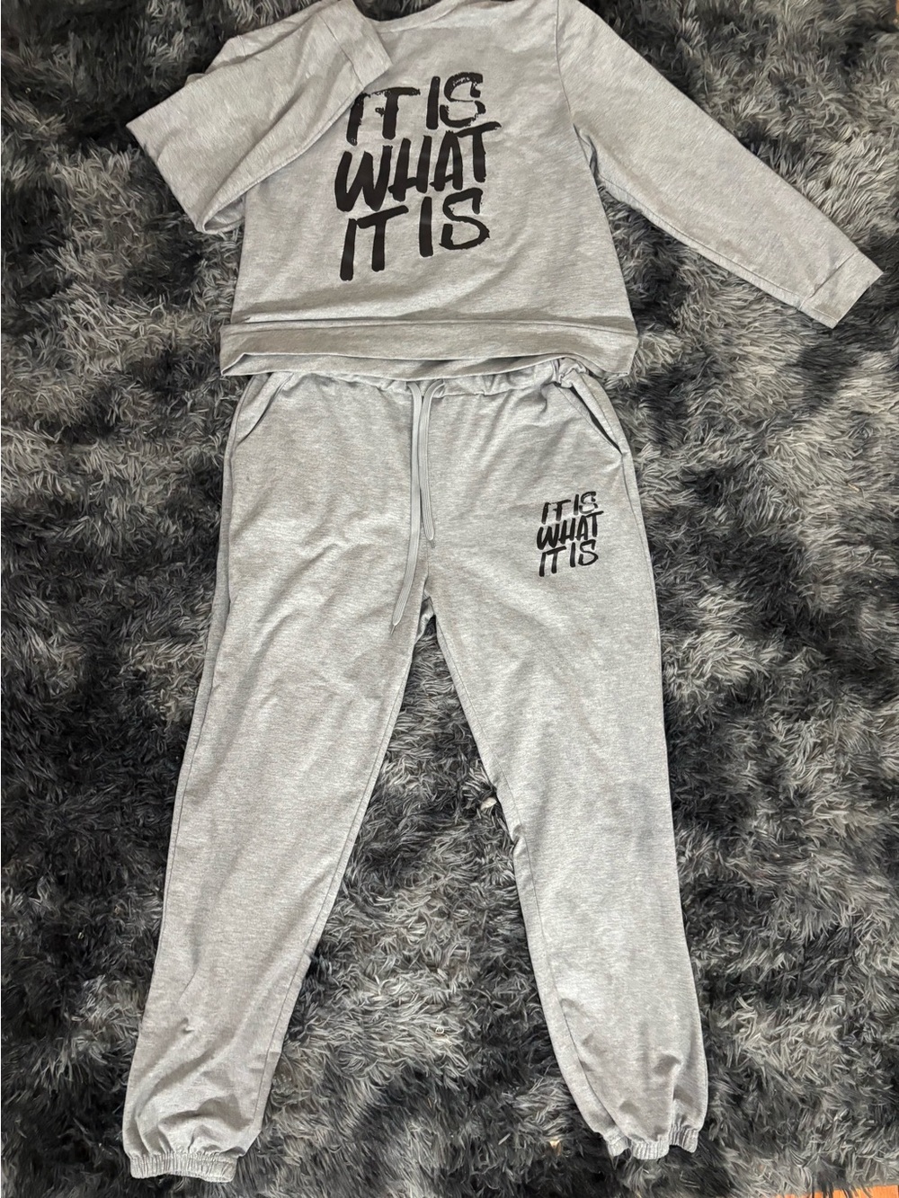 Fashion Nova Gray "It Is What It Is" Sweatshirt & Jogger Set